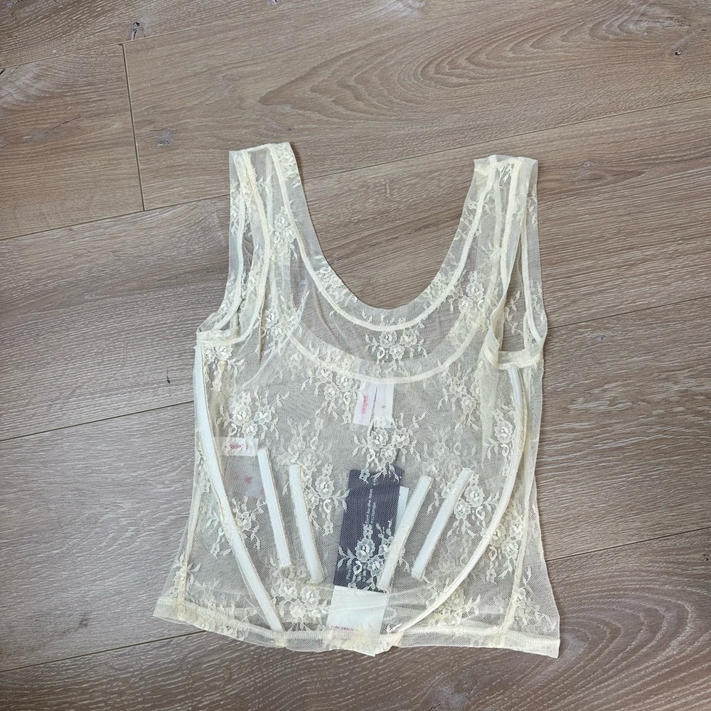 REVOLVE YUHAN WANG FISHBONE LACE TOP IVORY